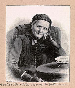 Portrett av Camilla Collett. Xylografi av xylograf Hansen etter fotografi tatt av Robert Collett i 1893. (1893). Folkebladet. Nasjonalbiblioteket..jp