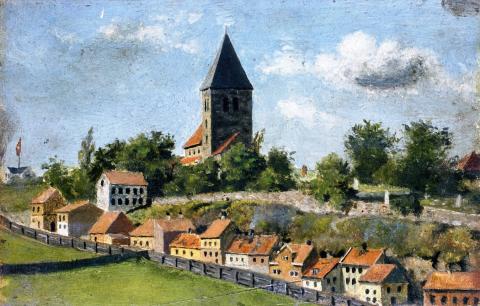 Edvard Munch - Telthusbakken med Gamle Aker kirke (1880)