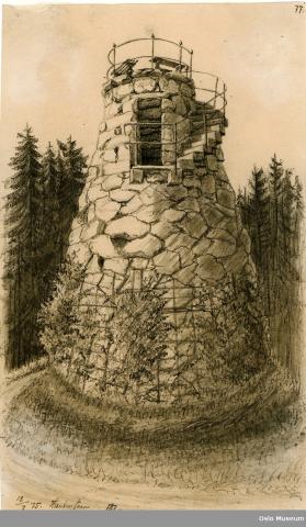 Thaulows tårn tegnet av Theodor Kielland-Thorkildsen
