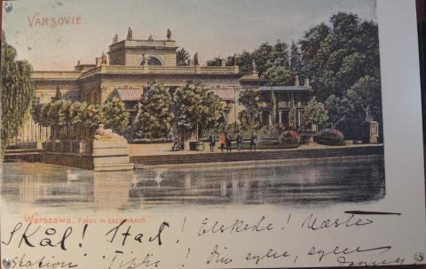 Postkort fra Dagny Juell til familien ved avreise fra Warsawa til Tblisi mai 1901