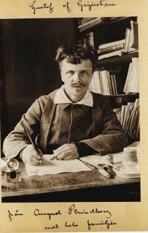August Strindberg ved bøkene Gersau 1886 Fotografi i album, gave til Gustaf af Geijerstam