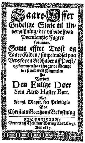 Tittelbladet til Dorothe Engelbretsdatters Taare-Offer (1685)