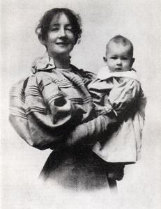 Fotografi av Dagny Juel og sønnen Zenon, 1899