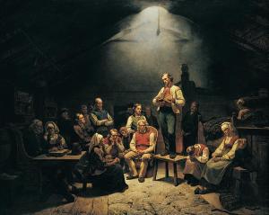 Adolph Tidemand Haugianerne 1852. Olje på lerret, 147x183 cm