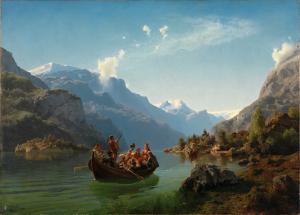 Maleriet Brudeferd i Hardanger, malt av Tidemand og Gude 1848, fotografert av Børre Høstland