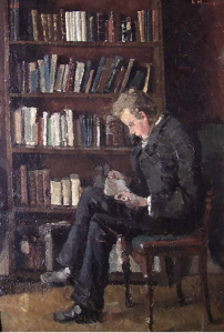Edvard Munch: Andreas leser ved bokhylle (1882-83)