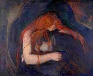 Edvard Munchs maleri: Vampyr, 1895