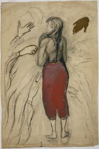 Edvard Munchs tegning  Hendene. Kull, gouache, fargestift, 1893