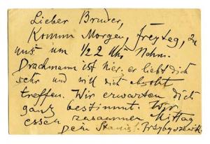 Stanislaw Przybyszewskis brevmed middagsinvitasjon til Edvard Munch 9. februar 1894
